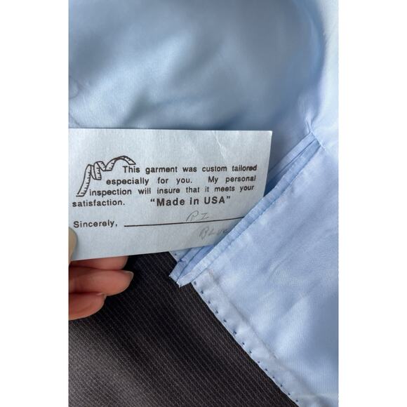 Custom Holland Sherry Charcoal Gray 2pc Pinstriped Suit 37 x 29 - Picture 13 of 16